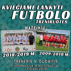 Kviečiame lankyti futbolo treniruotes Mažeikių sporto mokykloje!
